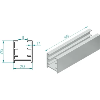 Perfil Superior Baño 3000Mm 3182 Aluminio Inoxidable Satinado. EurolatóN