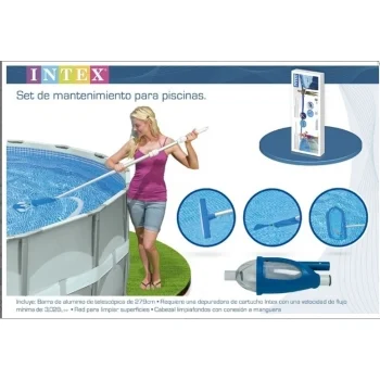 Recogehojas Piscina 279Cm Mango TelescóPico Kit Mantenimiento. Intex