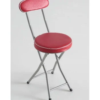 Taburete Plegable Metal Rojo Acolchado Con Respaldo 31510. Kitcloset