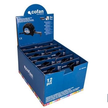 Expositor para flexómetros con hoja de nylon negra y doble cara de Cofan - Incluyen los flexómetros - Varias medidas y capacidades