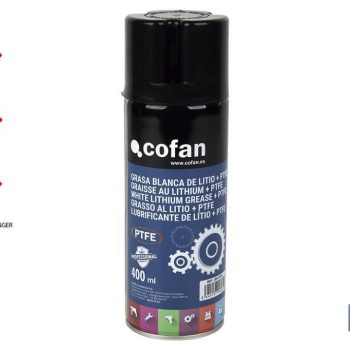 Grasa blanca de litio + PTFE 400 ml - En spray con aditivo de PTFE - Spray de lubricante líquido |Mínimo 10 unidades