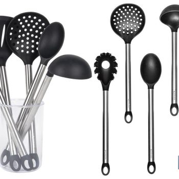 Set de 6 utensilios negros para cocina de la gama Neige