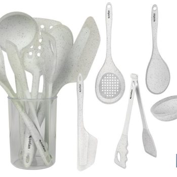 Set de 7 utensilios blancos para cocina de la gama Bach
