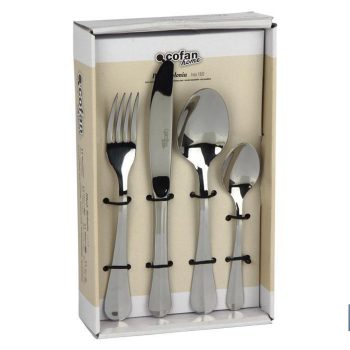 Cubertería de Acero Inoxidable - Modelo Bolonia - Juego de 24 pcs - C-18/0 - Incluye caja de diseño y gran calidad