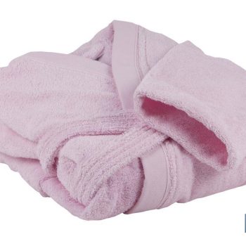 Albornoz - Modelo Flor - Color Rosa Claro - 100% algodón - Gramaje 500 g/m2 - Varias Tallas