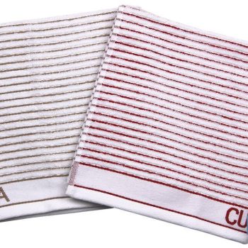 Pack de 2 paño s de cocina - Medida 50 x 50 cm - Color Blanco con rayas - Modelo Syrah |Mínimo 10 unidades