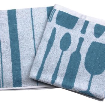 Pack de 2 paño s de cocina - Medida 50 x 50 cm - Color azul con estampado - Modelo Malbec |Mínimo 10 unidades