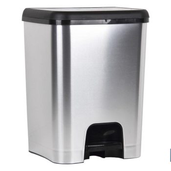 Cubo de basura con pedal Class metalizado - Con capacidad para 26 litros - Color gris y negro