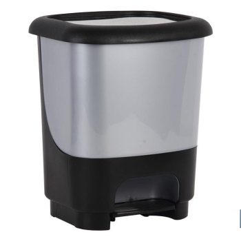 Cubo de basura con pedal Class rígido y resistente - Con capacidad para 10 litros - Color gris y negro |Mínimo 10 unidades