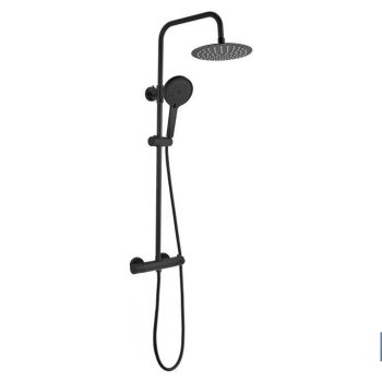 Columna de Ducha Extensible con Grifo Termostático - Grifería con acaBaño Negro Mate