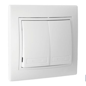 Doble Interruptor - Conmutador de empotrar - Modelo Pacific - 10 A - 250 V - Color blanco |Mínimo 10 unidades