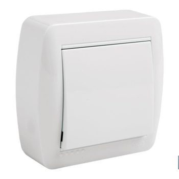 Conmutador - Interruptor de superficie - Modelo Atlantis - Color blanco - 10 A - 250 V |Mínimo 10 unidades