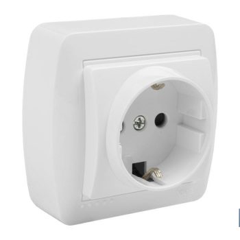 Base Bipolar de superficie - Modelo Atlantis - Color blanco - 16 A - 250 V - L-N |Mínimo 10 unidades