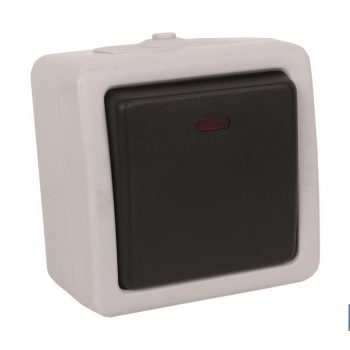 Interruptor - Conmutador Estanco IP44 - Para exteriores - 10A 250V - Color gris |Mínimo 10 unidades