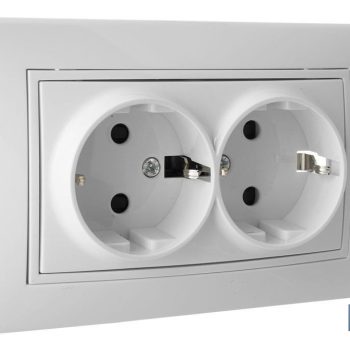 Base doble bipolar para enchufes - Mecanismo de empotrar - Modelo Pacific - Con obturador y embornamiento por tornillo |Mínimo 10 unidades