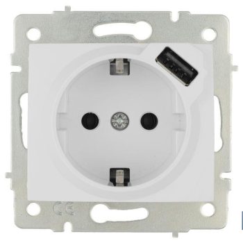 Base de enchufe bipolar - Modelo Pacific - 2 P + T con obturador - Incluye una entrada de puerto USB