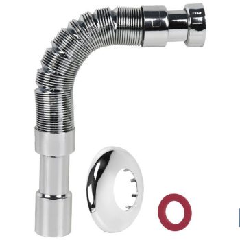 Tubo Flexible Metalizado - Longitud: 300-720 mm| Para Lavabo y Bidé - Medidas: 1" 1/2 32-40 mm o 2" 2/2 40-50 mm