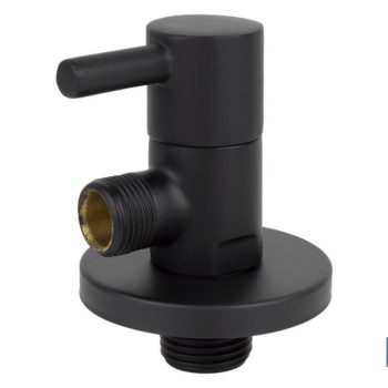 Válvula de escuadra Modelo Lux Negra - Sistema de apertura y cierre de 1/4 de vuelta - PN 16 bar - Color: negro - Dos medidas