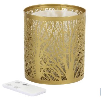 Difusor cilíndrico para aromaterapia - Capacidad de 100 ml - Forma cilíndrica con árboles en color dorado