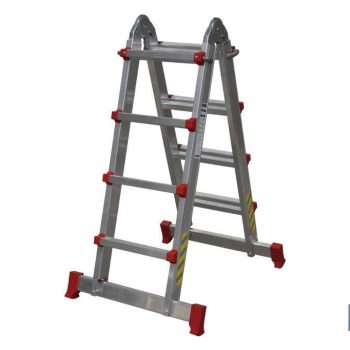 Escalera de Aluminio multiposición - Unidades de 4 tramos x 4 Peldaño s y 4 tramos x 5 Peldaño s - Normativa EN 131 y 150 kilos