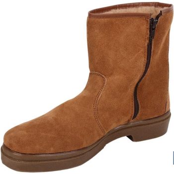 Bota de Serraje - Con Cremallera - Modelo Carona - Color Marrón - Suela de Caucho