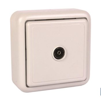 Base cuadrada para toma de Antena TV - 1 toma Hembra - Color Blanco |Mínimo 10 unidades